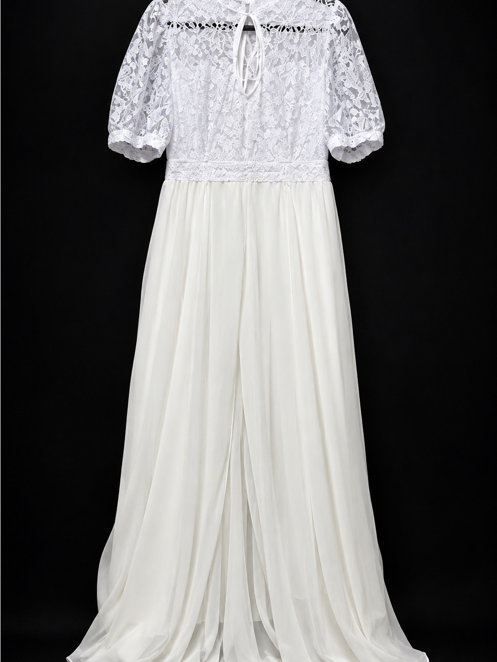 SHEIN White Lace Bodice Wide-Leg Jumpsuit